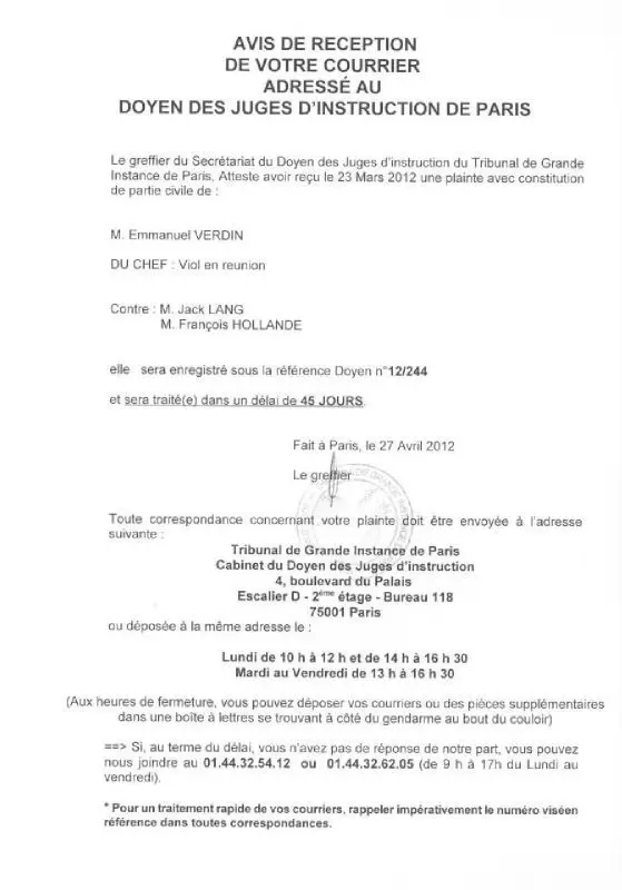 plainte verdin